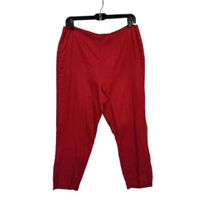 Lucy Pereda Women's 100% Linen Flat Front Crop Pants - 8